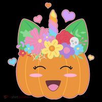 Cute Halloween Unicorn Pumpkin Button thumb 1