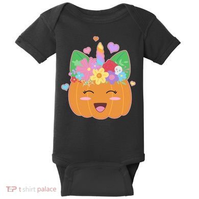 Cute Halloween Unicorn Pumpkin Baby Bodysuit