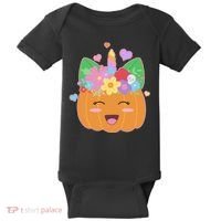 Cute Halloween Unicorn Pumpkin Baby Bodysuit thumb 0