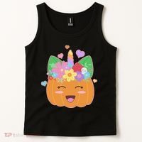 Cute Halloween Unicorn Pumpkin Tank Top thumb 2