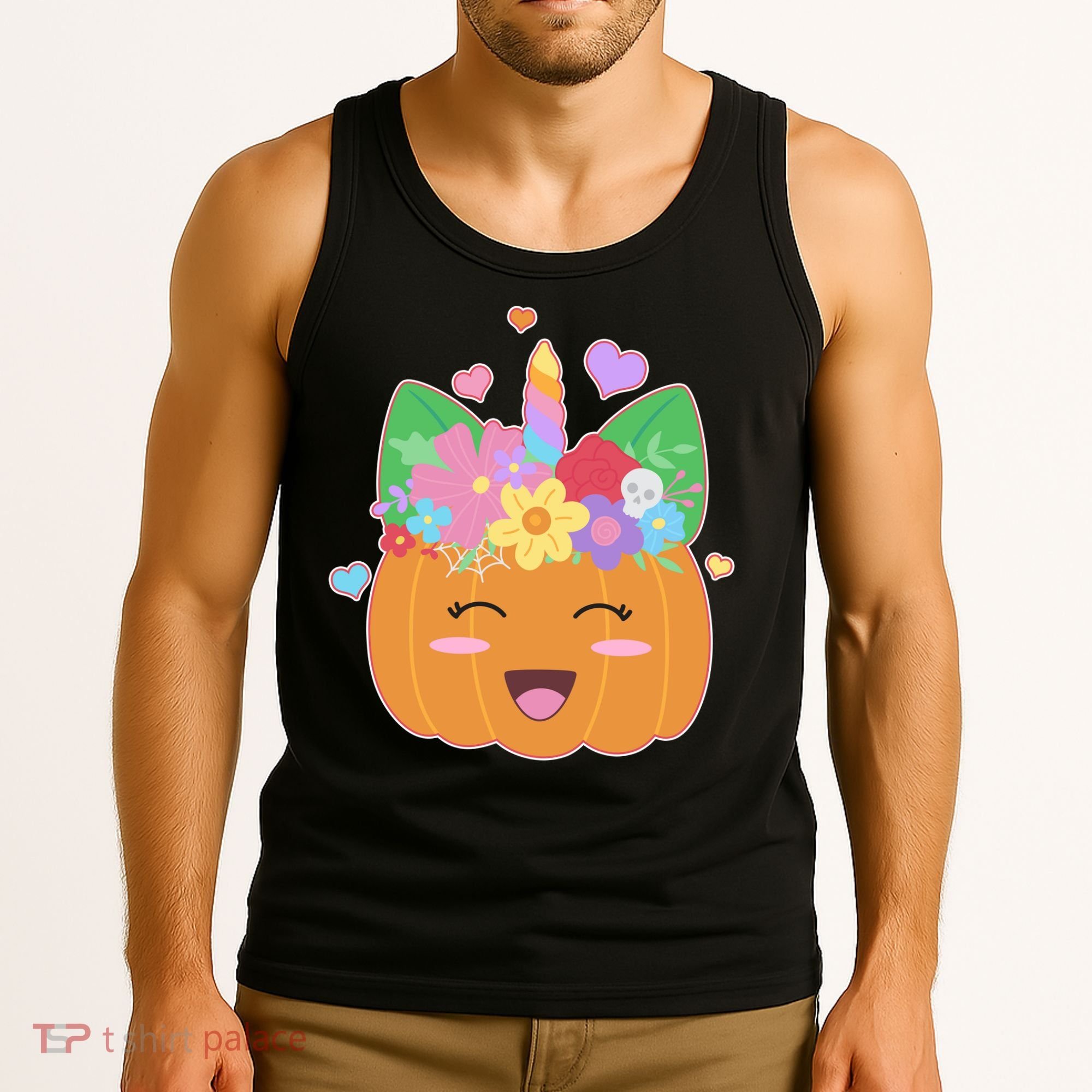 Cute Halloween Unicorn Pumpkin Tank Top