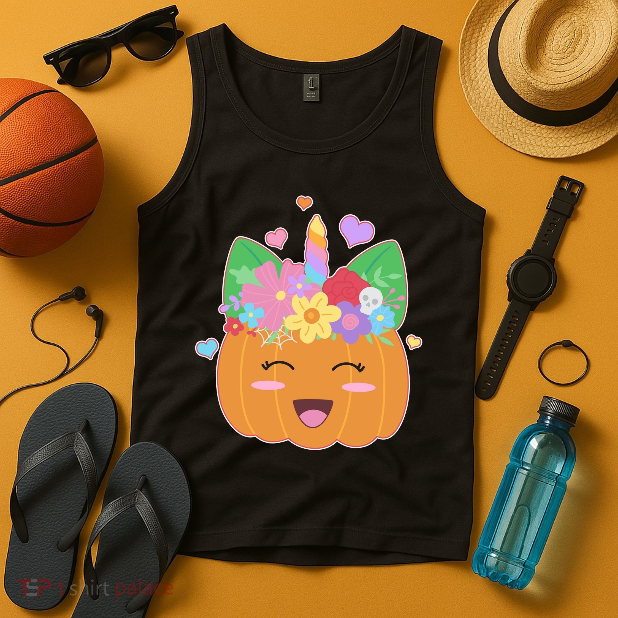 Cute Halloween Unicorn Pumpkin Tank Top