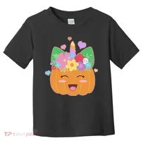 Cute Halloween Unicorn Pumpkin Toddler T-Shirt thumb 0