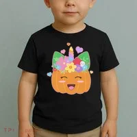 Cute Halloween Unicorn Pumpkin Toddler T-Shirt thumb 2