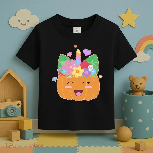 Cute Halloween Unicorn Pumpkin Toddler T-Shirt