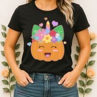 Cute Halloween Unicorn Pumpkin Women's T-Shirt thumb 2