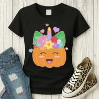 Cute Halloween Unicorn Pumpkin Women's T-Shirt thumb 3