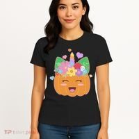 Cute Halloween Unicorn Pumpkin Women's T-Shirt thumb 4