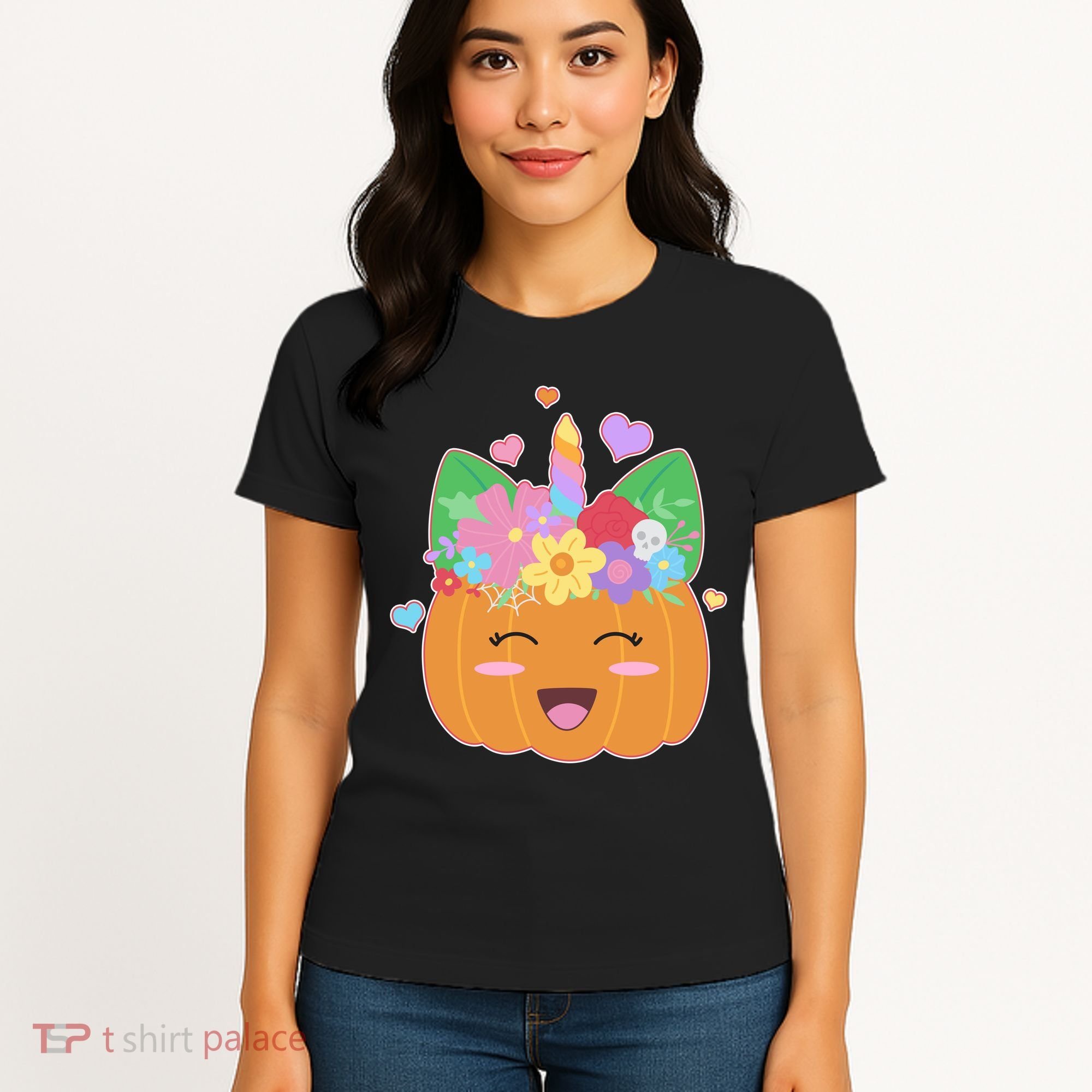 Cute Halloween Unicorn Pumpkin Women's T-Shirt