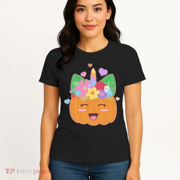 Cute Halloween Unicorn Pumpkin Women's T-Shirt