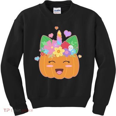 Cute Halloween Unicorn Pumpkin Kids Sweatshirt