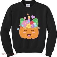 Cute Halloween Unicorn Pumpkin Kids Sweatshirt thumb 0