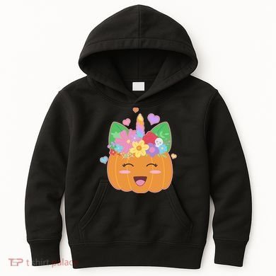 Cute Halloween Unicorn Pumpkin Kids Hoodie