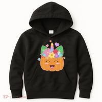 Cute Halloween Unicorn Pumpkin Kids Hoodie thumb 0