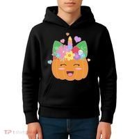 Cute Halloween Unicorn Pumpkin Kids Hoodie thumb 4