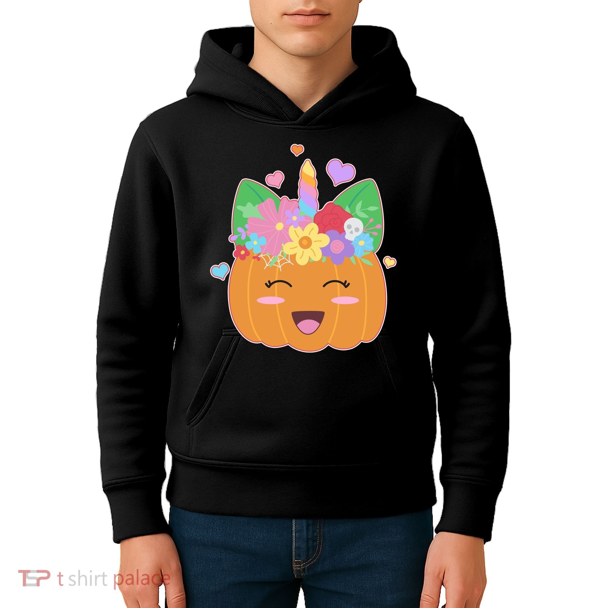 Cute Halloween Unicorn Pumpkin Kids Hoodie