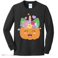 Cute Halloween Unicorn Pumpkin Kids Long Sleeve Shirt thumb 0