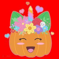 Cute Halloween Unicorn Pumpkin Santa Hat thumb 1