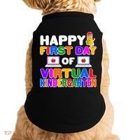 Cute Happy First Day Of Virtual Kindergarten Doggie Tank thumb 0