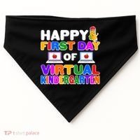 Cute Happy First Day Of Virtual Kindergarten USA-Made Doggie Bandana thumb 0