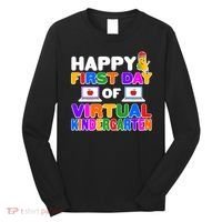 Cute Happy First Day Of Virtual Kindergarten Long Sleeve Shirt thumb 0