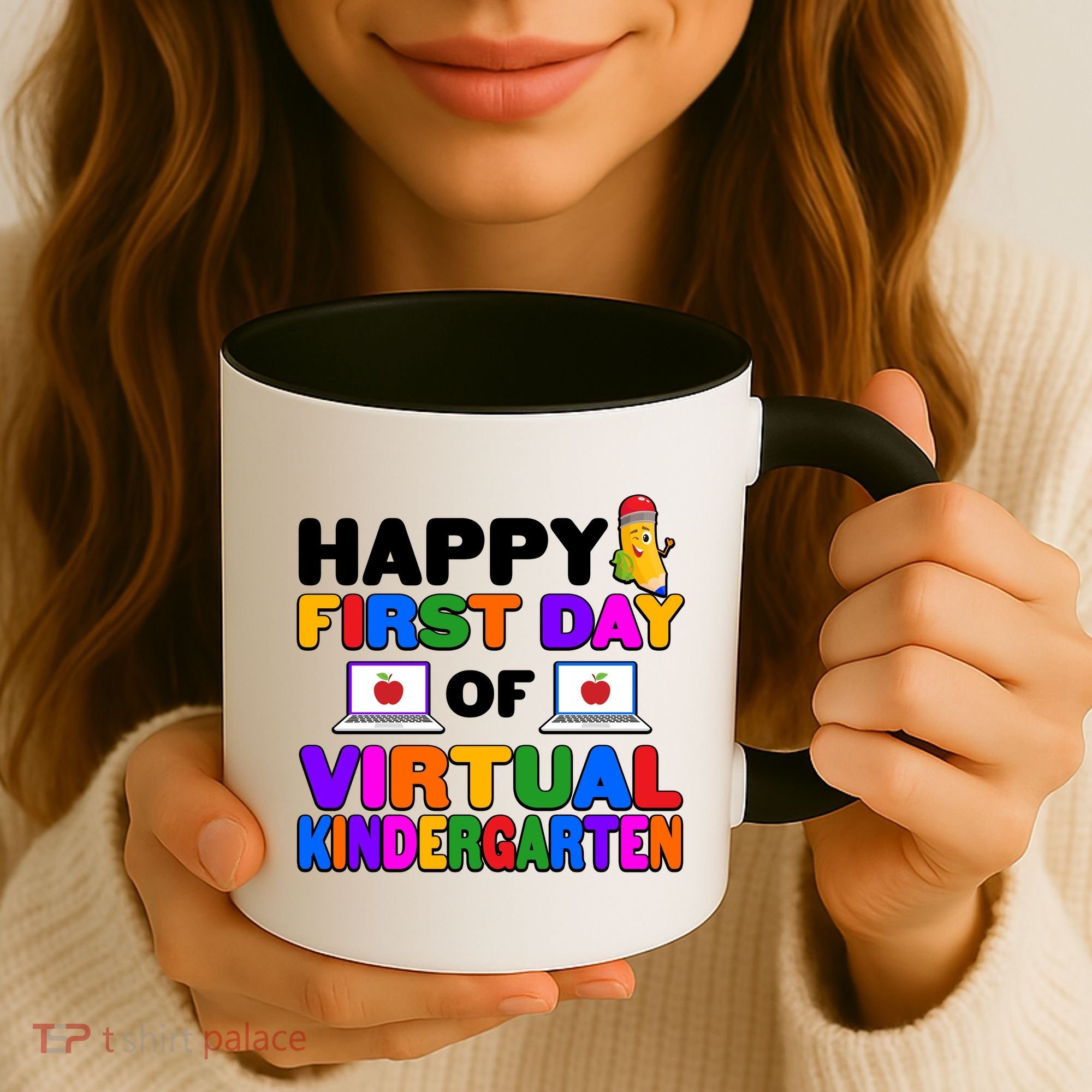 Cute Happy First Day Of Virtual Kindergarten Coffee Mug