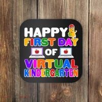 Cute Happy First Day Of Virtual Kindergarten Coaster thumb 0