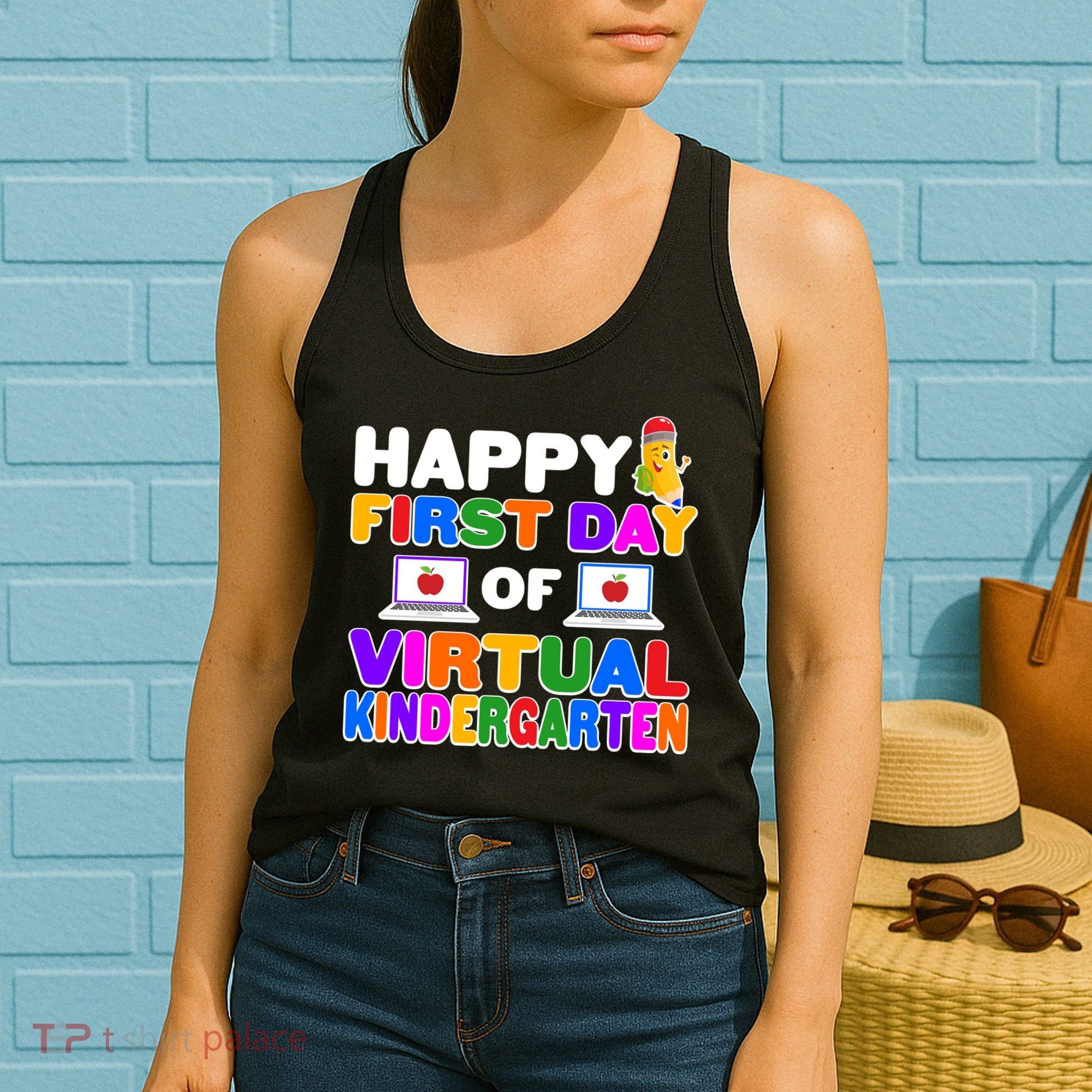Cute Happy First Day Of Virtual Kindergarten Women's Tank Top