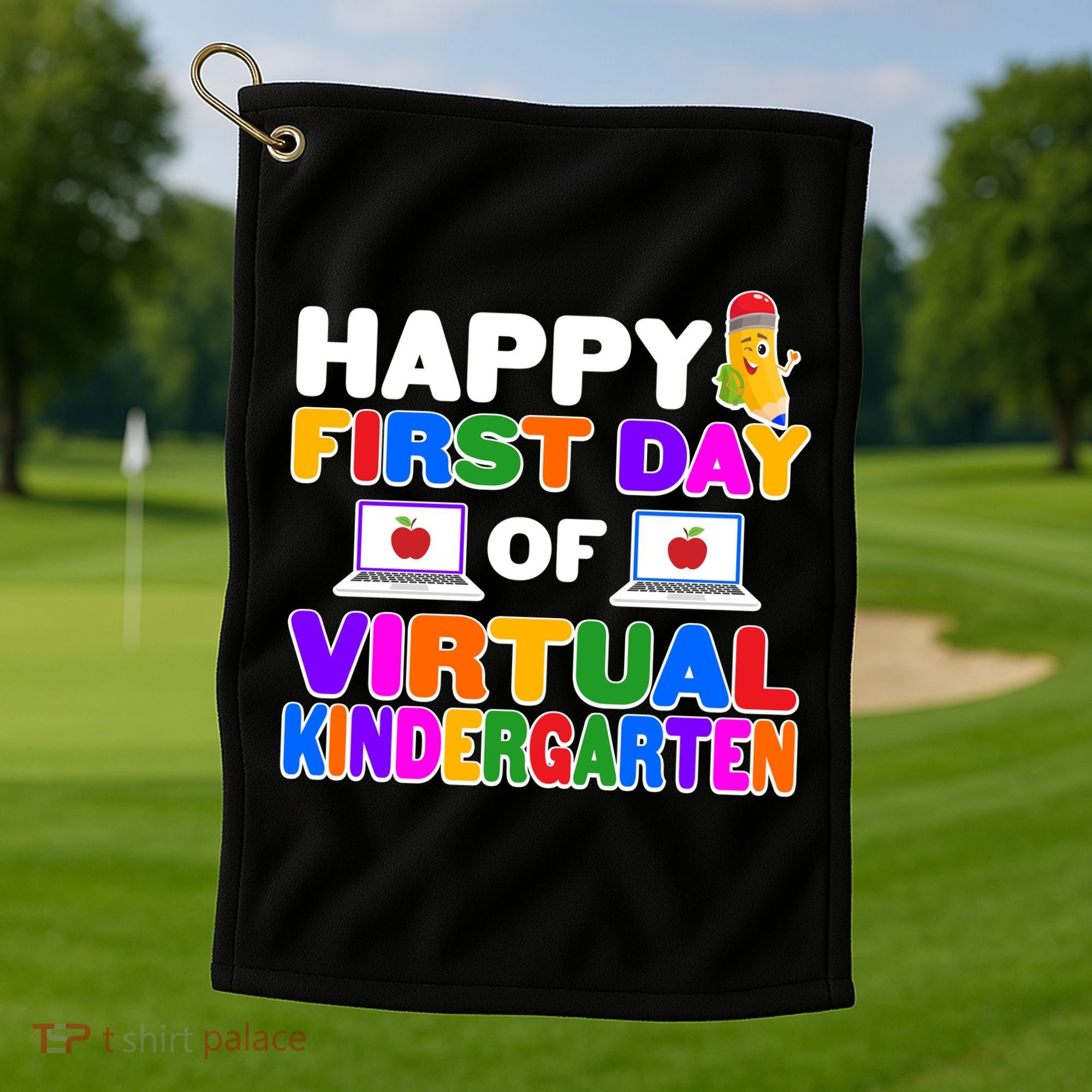 Cute Happy First Day Of Virtual Kindergarten Golf Towel