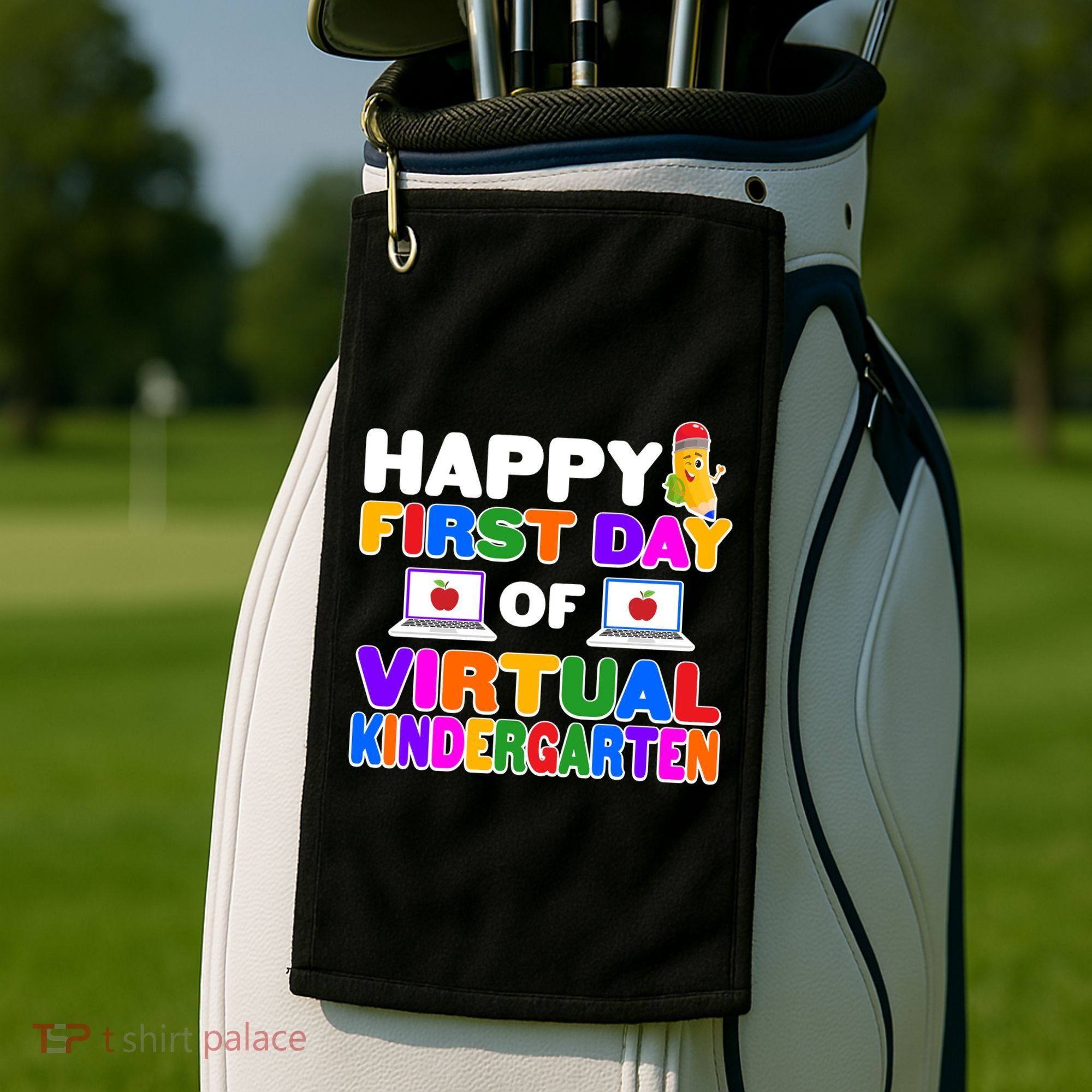 Cute Happy First Day Of Virtual Kindergarten Golf Towel