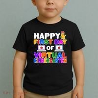 Cute Happy First Day Of Virtual Kindergarten Toddler T-Shirt thumb 2
