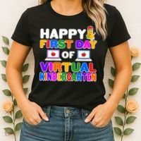 Cute Happy First Day Of Virtual Kindergarten Women's T-Shirt thumb 2