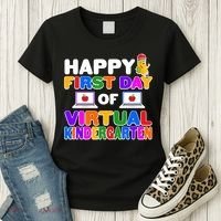 Cute Happy First Day Of Virtual Kindergarten Women's T-Shirt thumb 3