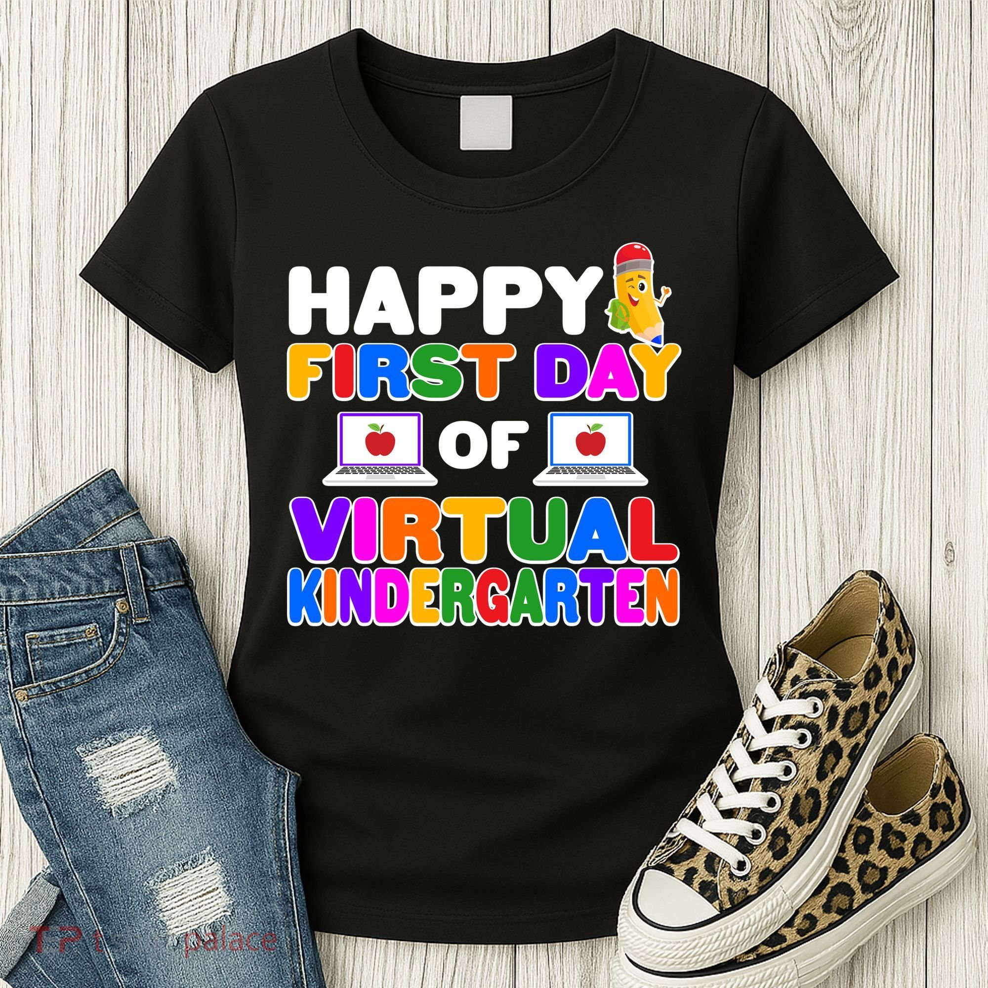 Cute Happy First Day Of Virtual Kindergarten Women's T-Shirt