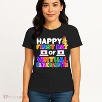 Cute Happy First Day Of Virtual Kindergarten Women's T-Shirt thumb 4