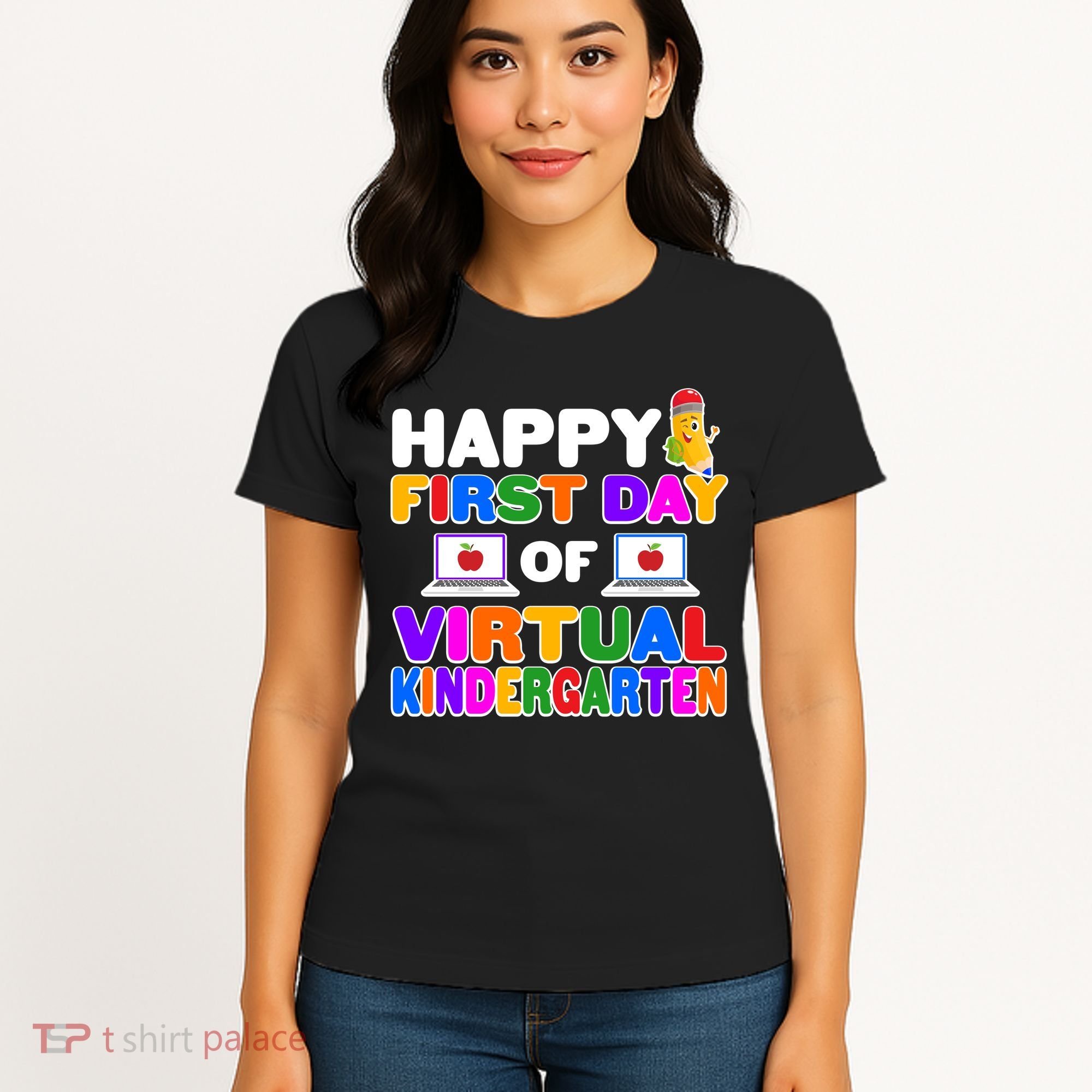 Cute Happy First Day Of Virtual Kindergarten Women's T-Shirt
