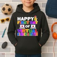 Cute Happy First Day Of Virtual Kindergarten Kids Hoodie thumb 2