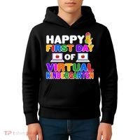 Cute Happy First Day Of Virtual Kindergarten Kids Hoodie thumb 4