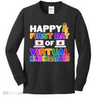 Cute Happy First Day Of Virtual Kindergarten Kids Long Sleeve Shirt thumb 0