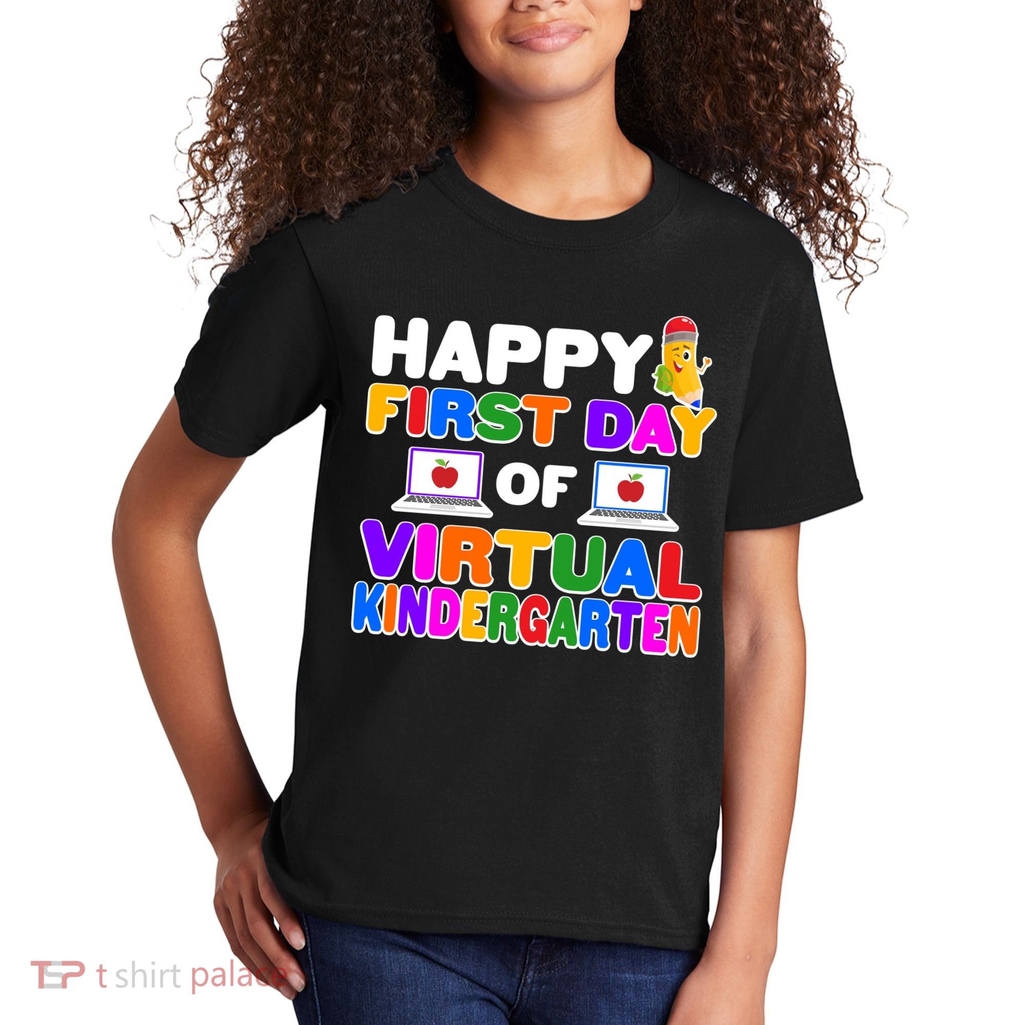 Cute Happy First Day Of Virtual Kindergarten Kids T-Shirt