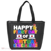 Cute Happy First Day Of Virtual Kindergarten Tote Bag thumb 0