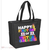 Cute Happy First Day Of Virtual Kindergarten Tote Bag thumb 2