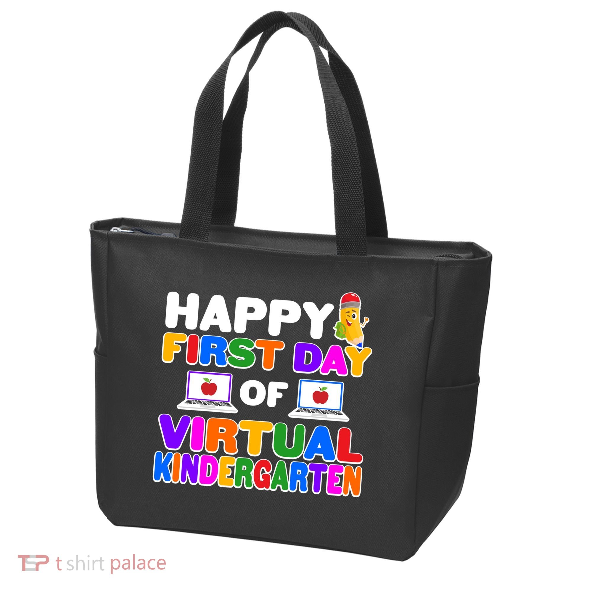 Cute Happy First Day Of Virtual Kindergarten Tote Bag