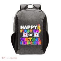 Cute Happy First Day Of Virtual Kindergarten Vector Backpack thumb 0