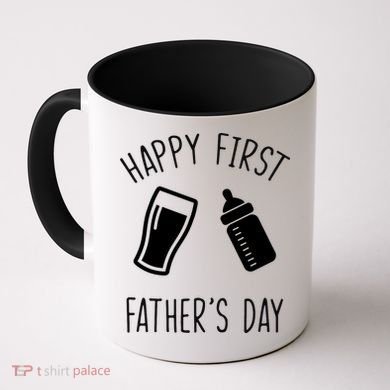Cute Happy First Father's Day Baby Bottle Coffee Mug