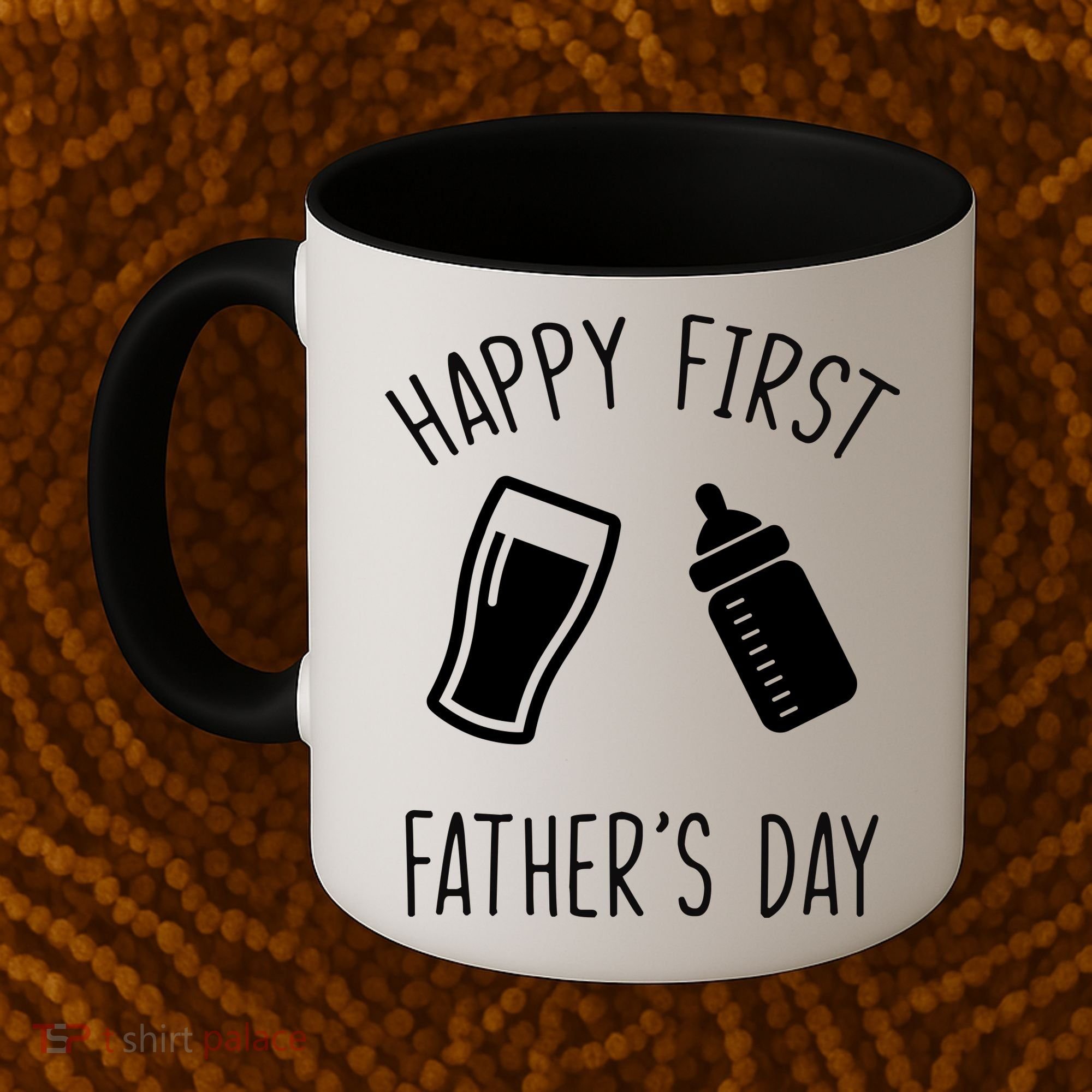 Cute Happy First Father's Day Baby Bottle Coffee Mug
