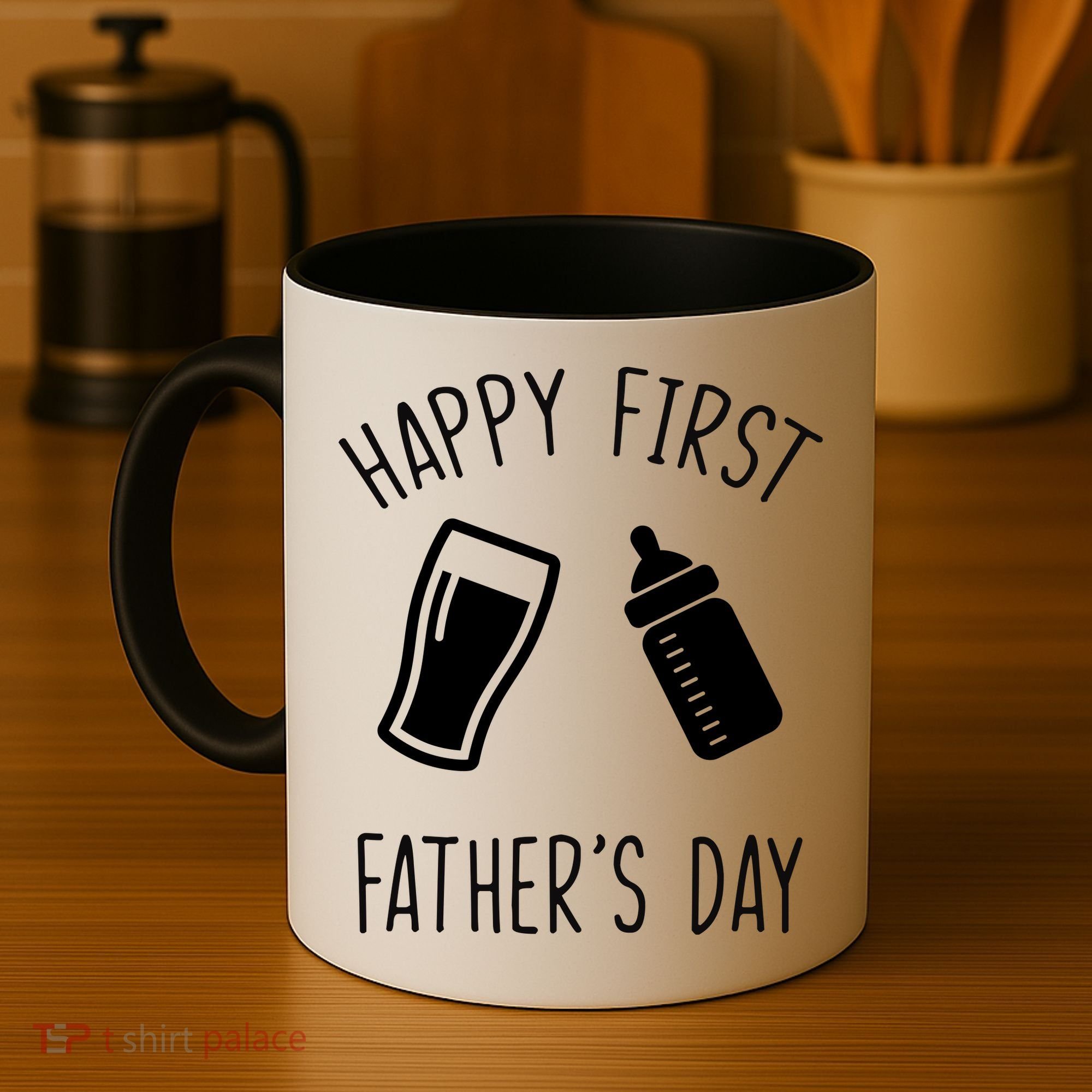Cute Happy First Father's Day Baby Bottle Coffee Mug