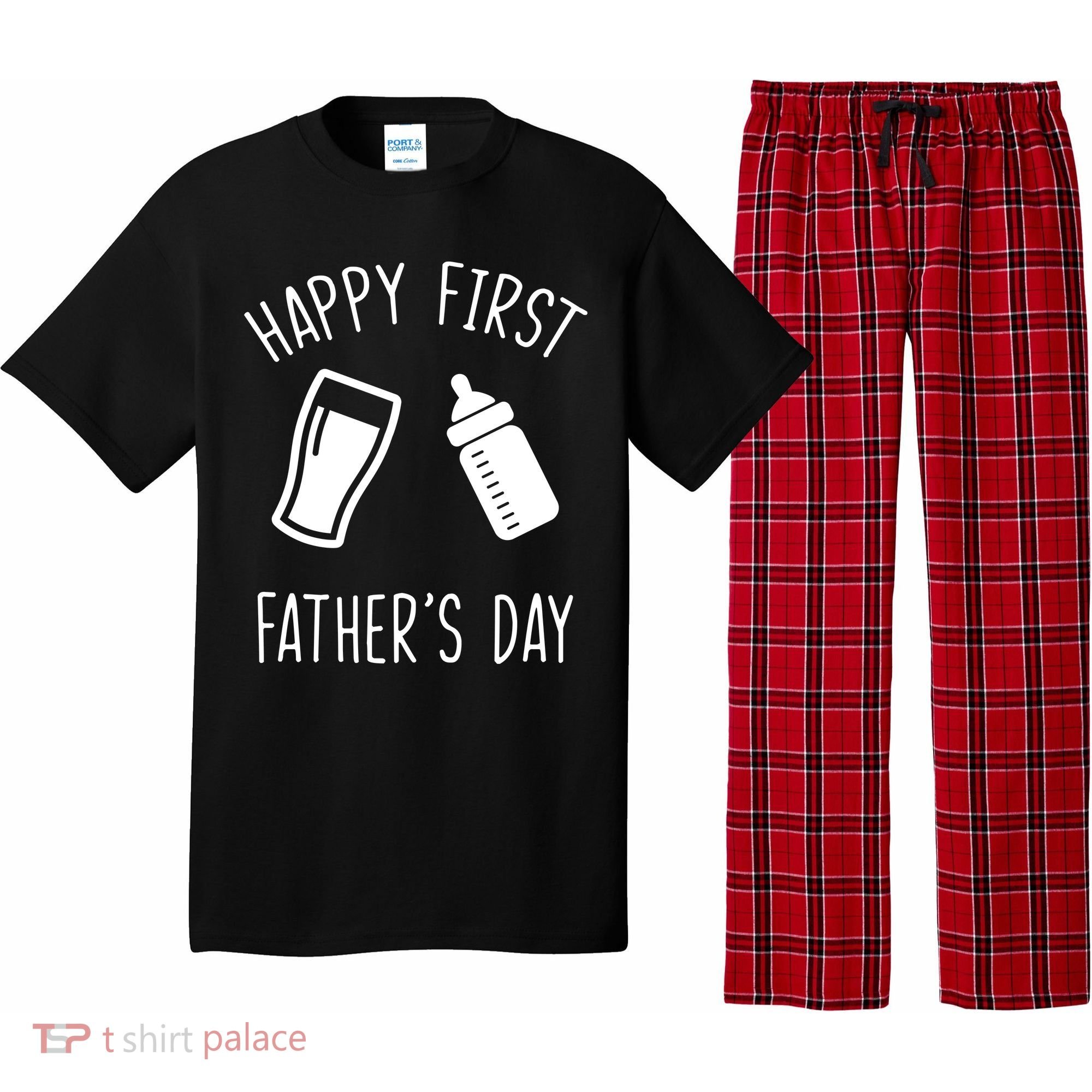 Cute Happy First Father's Day Baby Bottle Pajama Set