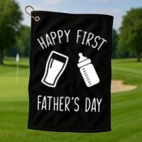 Cute Happy First Father's Day Baby Bottle Golf Towel thumb 1