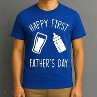 Cute Happy First Father's Day Baby Bottle T-Shirt thumb 3